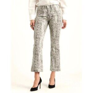 Lucky Brand Womens Ava Crop Mini Boot Jeans Gray Snake Print Mid Rise size 6 28